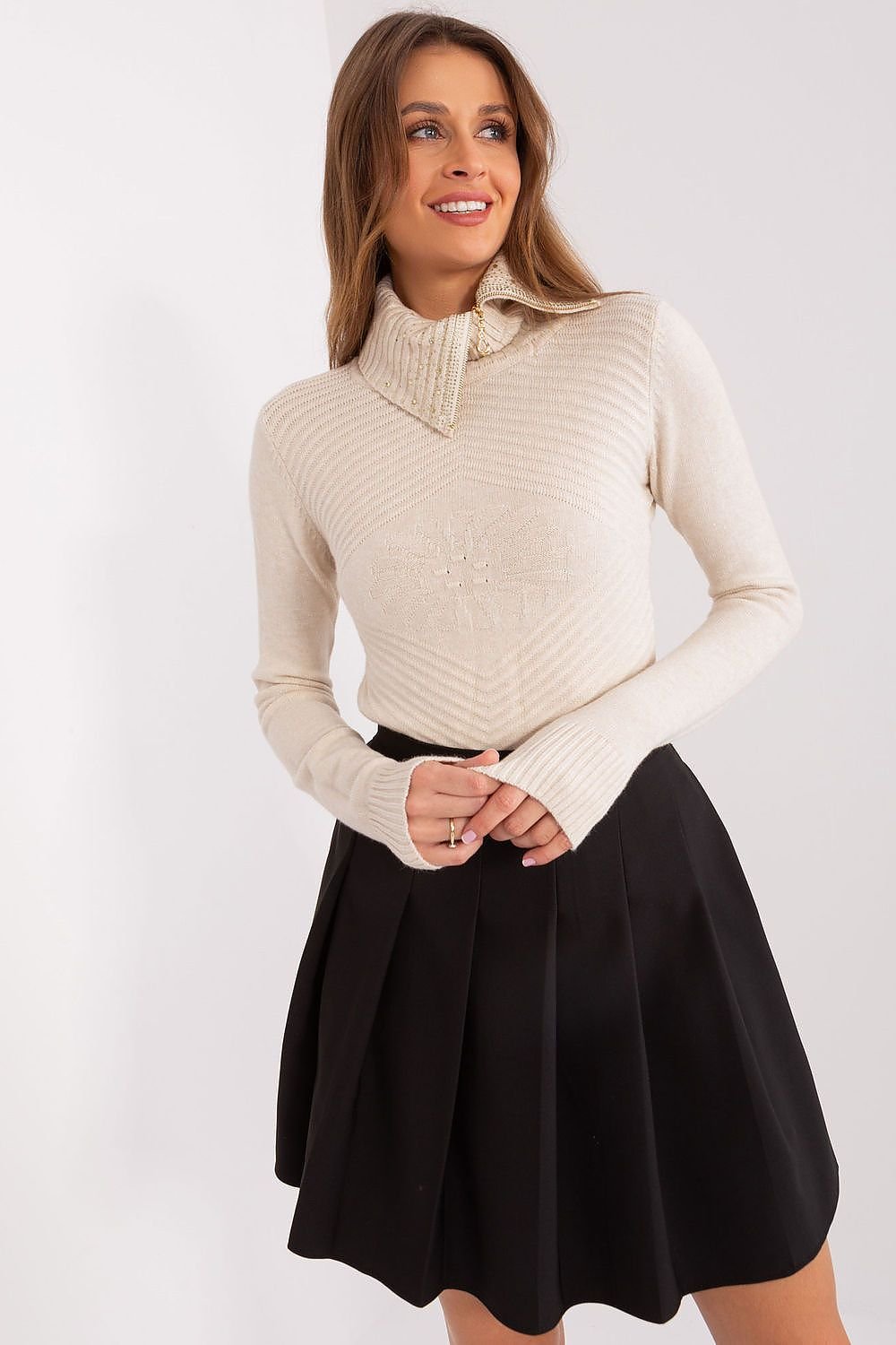Rollkragenpullover Model 189686 Factory Price